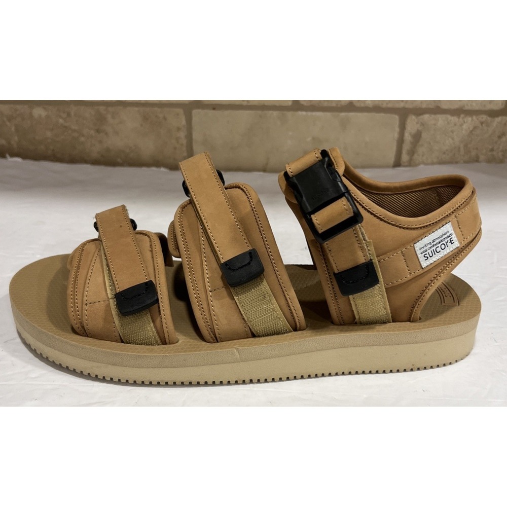 Suicoke GGA-VCU Slide Sandals Tan Triple Adjustable Straps Vibram Sole Men's 12